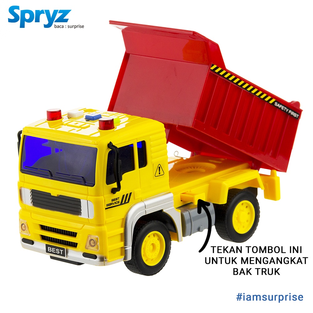 Spryz Citysquad Mainan Truk Pickup 1:20 dengan Mesin Friction, Lampu &amp; Suara