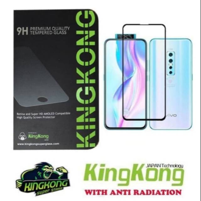 kingkong Tempered glass Full Cover Vivo V17 Pro anti gores kaca