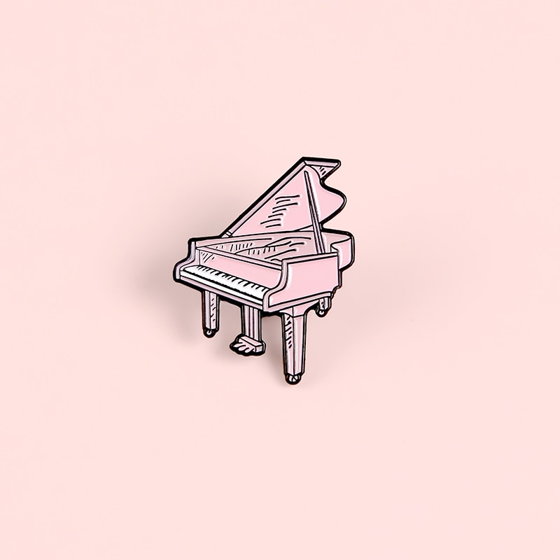 Bros Pin Enamel Bentuk Piano Warna Pink Untuk Hadiah Anak