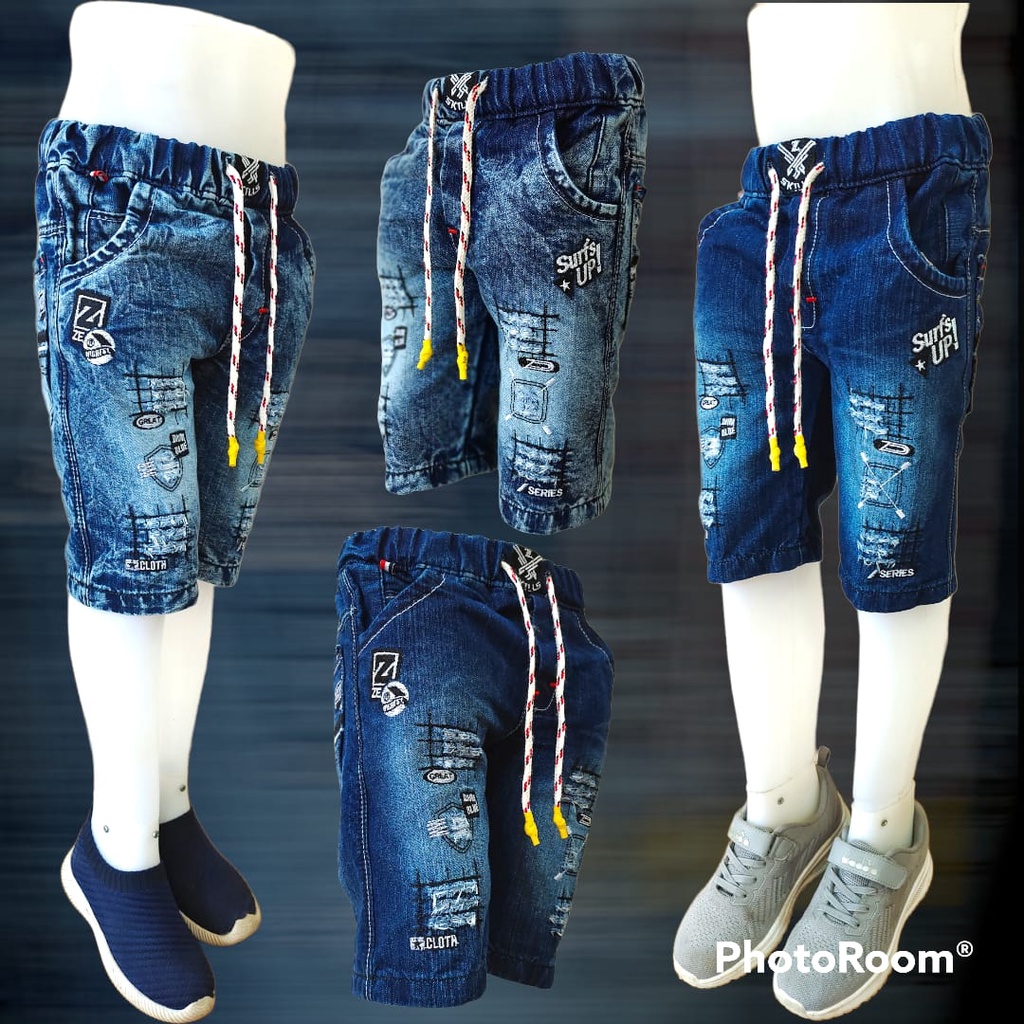 Celana Pendek Anak Laki Usia 3 - 12 Tahun Jeans / Jins / Levis / Lepis Model Robek / Sobek Gaul Anak