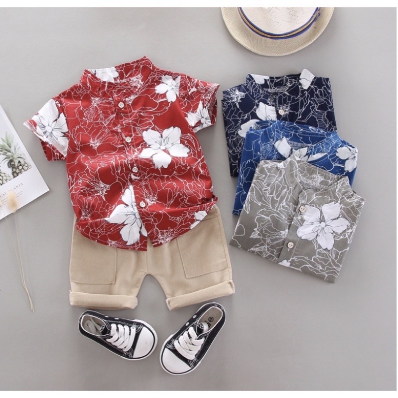 Faeyza [IMPORT] Baju Setelan Eldoris 2 in 1 Anak / bayi laki laki cowok gambar motif pohon baju pant
