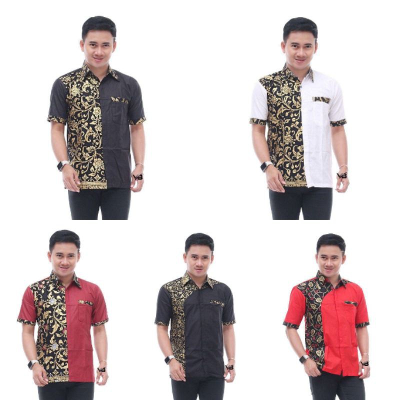 BAJU MUSLIM PRIA KOKO KOMBINASI POLOS BATIK MODERN