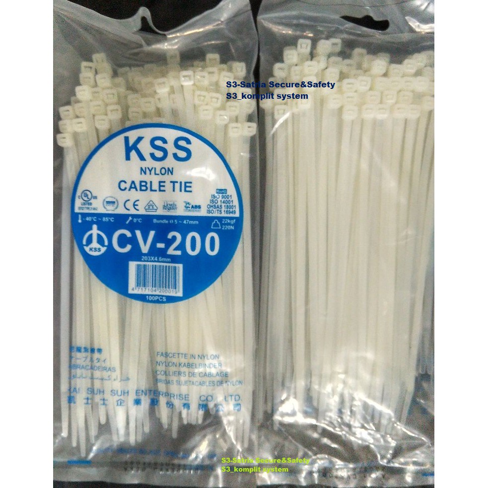 Cable Ties KSS CV 200 / Kabel Ties KSS CV200 (Hitam/Putih) 100 Pcs