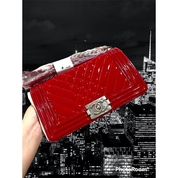 Chanel le boy red vernish shoulder bag