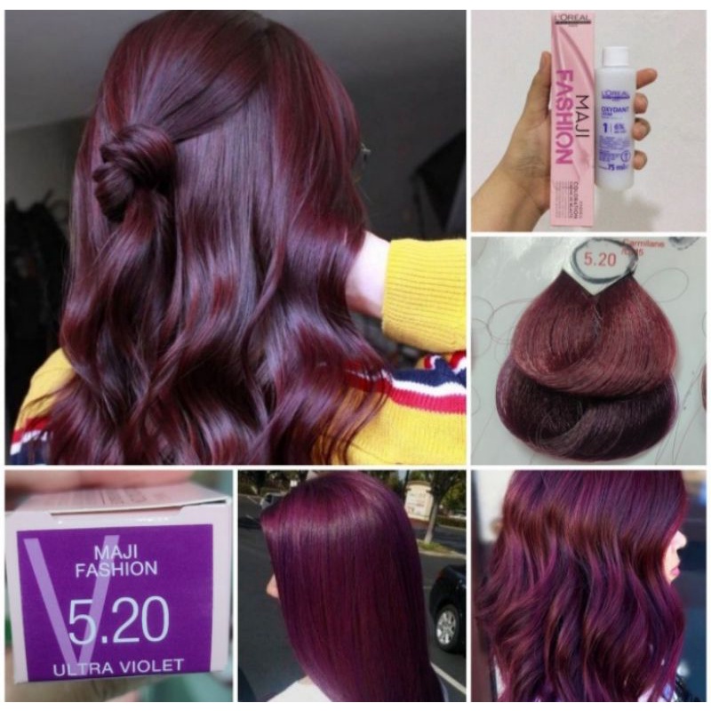 Cat Rambut Warna Ungu Muda dengan Oksidan - Pewarna Rambut Permanen 5.20