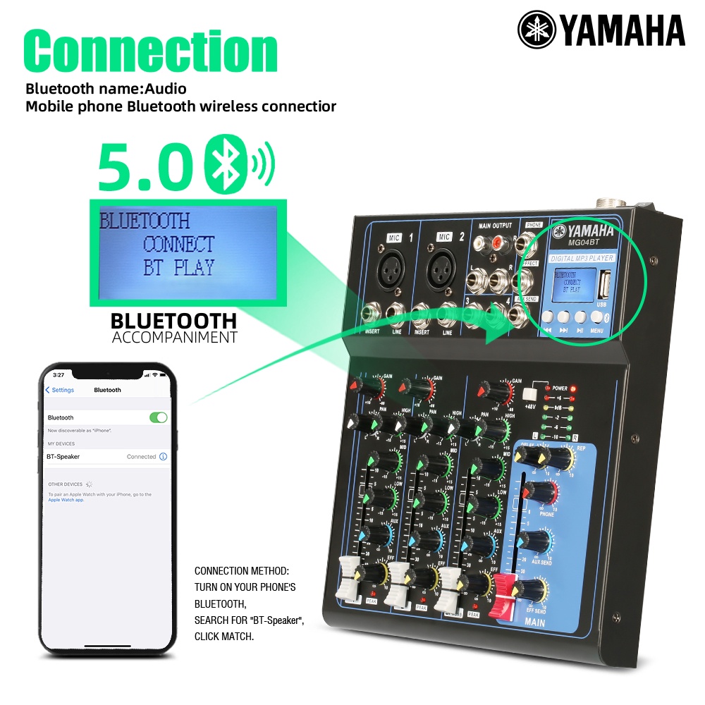 Mixer  MG04BT 4-channel DJ MIXER mendukung peralatan audio pemutaran Bluetooth/MP3/USB