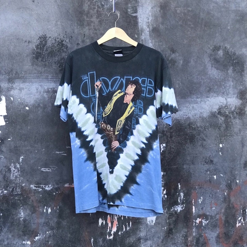 kaos vintage the doors, liquid blue tie dye