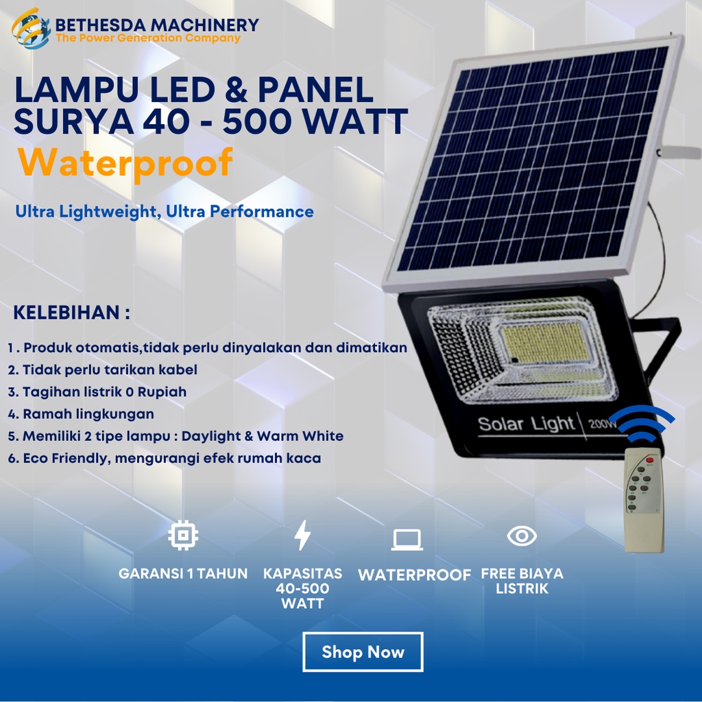 Lampu Panel Surya Solar Cell Solar Panel 40 watt 60 watt 100 watt 200 watt 300 watt 500 watt