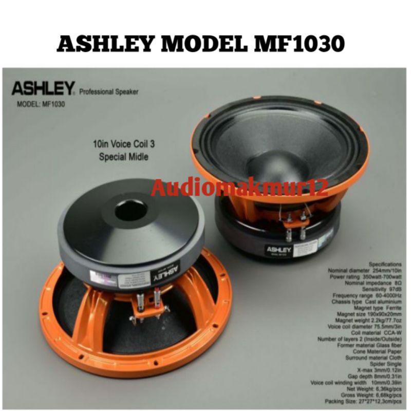 Ashley speaker component mf1030 mf 1030 original 10inch special middle Ashley mf 1030