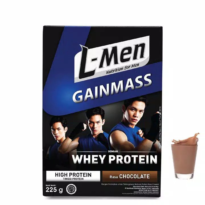 L-men Gainmass Chocolate 225gr - Lmen susu penambah massa otot