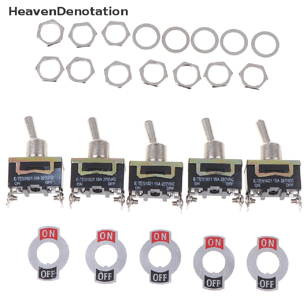 (Heavendenotation) 5pcs Saklar Rocker On / Off 15a 250v Spst 2pin Untuk Mobil / Perahu