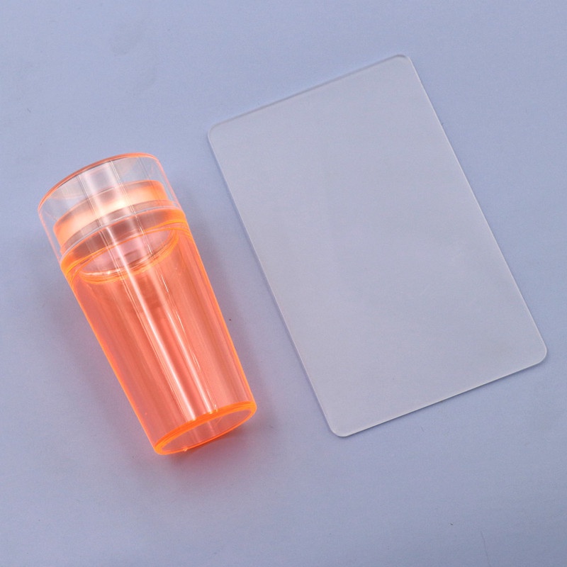 1 Set Stamper Scraper Bahan Silikon Transparan Fluorescent Untuk Nail Art