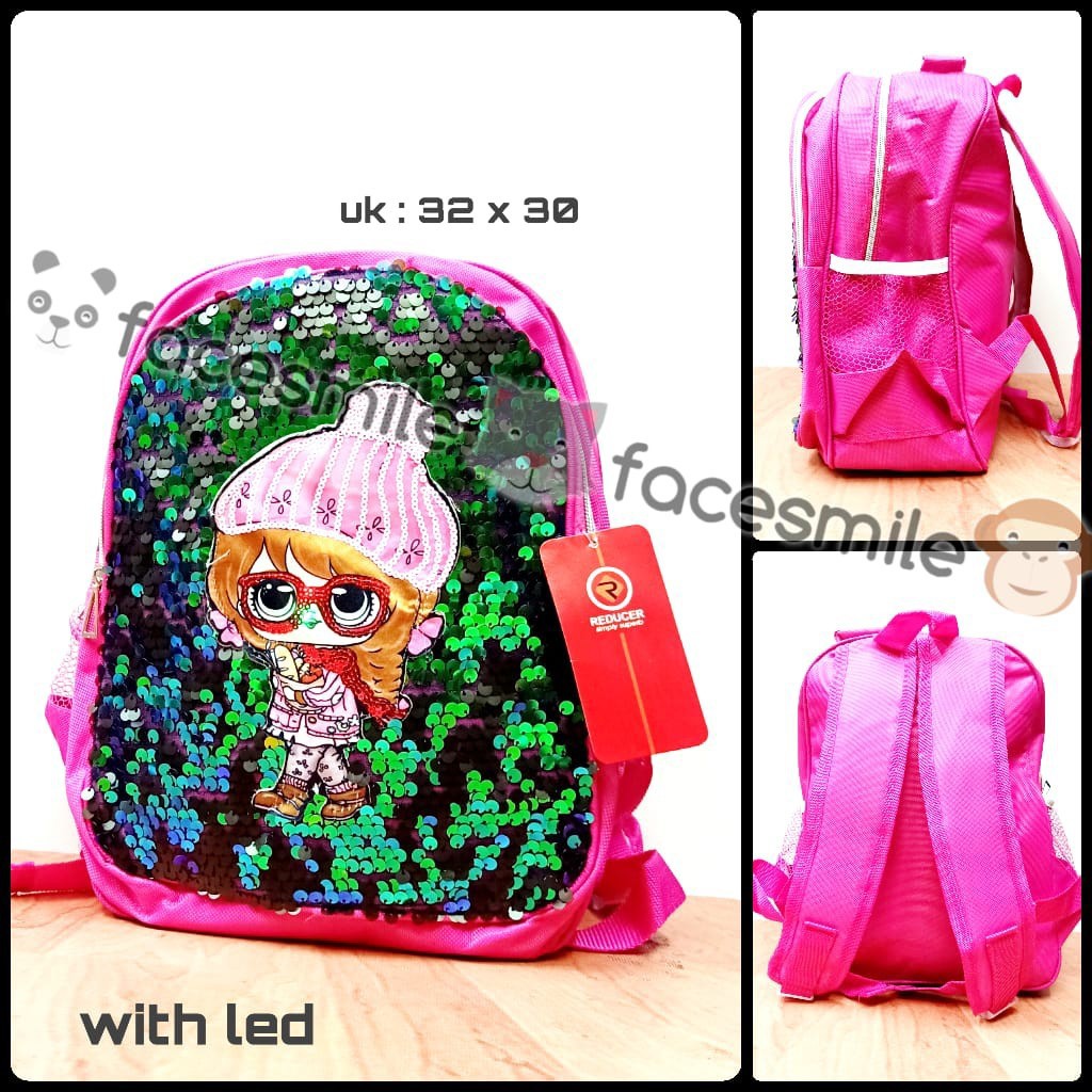 SAYLEN-TAS SEKOLAH ANAK PEREMPUAN/TAS RANSEL ANAK LED+PAYET/TAS TRENDI