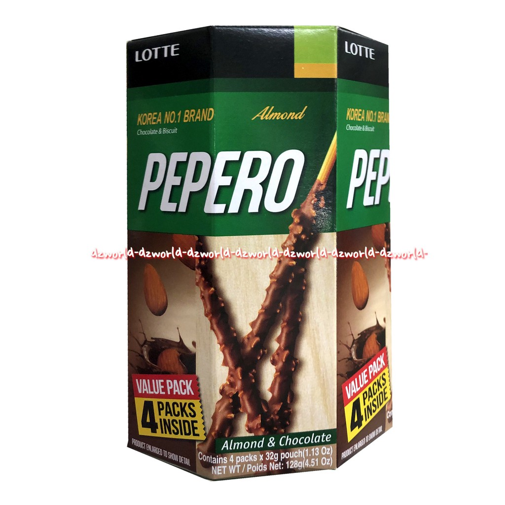 Pepero Almond 180gr Biskuit Stick Pepero Hijau Green