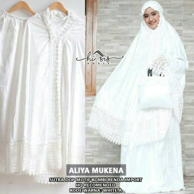Mukena Aliya bahan Sutra Dop motif Kombinasi renda import
