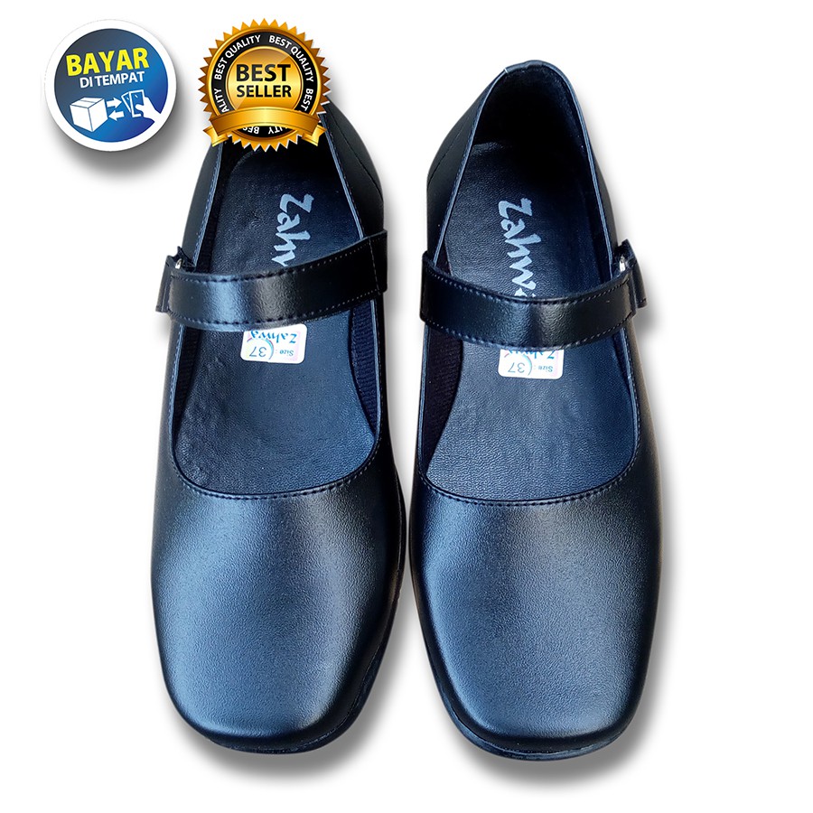 PROMO 4.4 MEGA SALE !! SEPATU PASKIBRA CEWEK SEKOLAH HITAM POLOS LED / SAKIPO