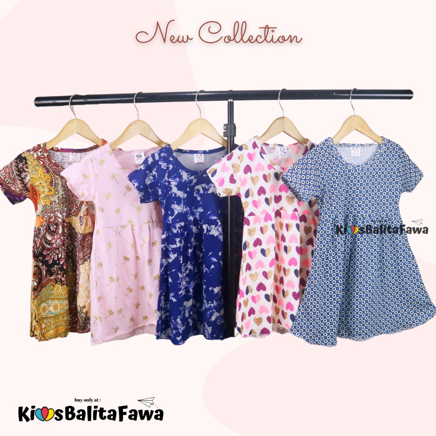 (LEBIH HEMAT ISI 3 PCS ) Dress Thalia 2-3 Tahun / Dres Murah Lengan Baju Balita Anak Perempuan Adem