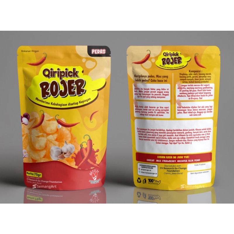 

Qiripick rojer kemasan modern rasa pedas