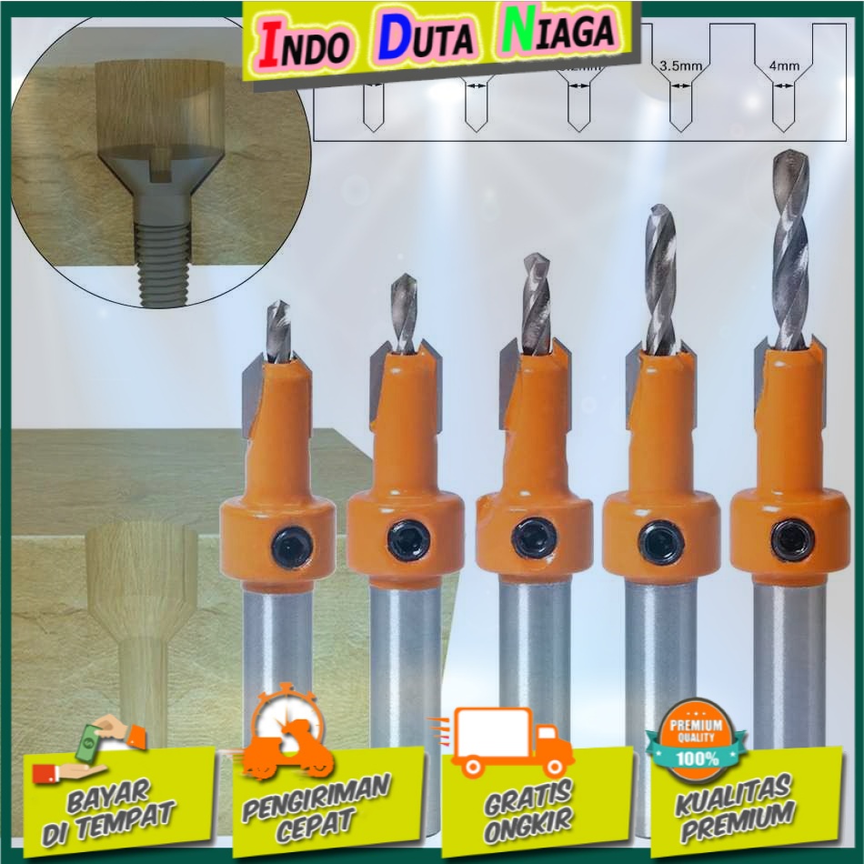 JGZUI Mata Bor Kayu Pelubang Drat Baut Bit Router 8mm 5 PCS - JGZ5