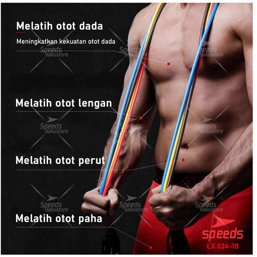 SPEEDS Resistance Bands 11 in 1 Set Tali Pembantu Premium Bands Fitness Gym Power 024-10