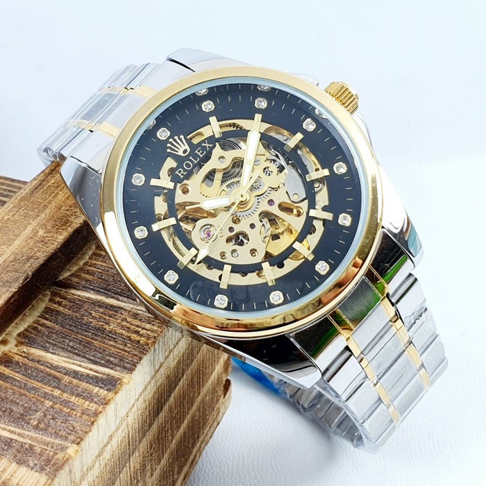 JAM TANGAN PRIA ROLEX AUTOMATIC DIAMOND RANTAI ORIGINAL COWOK ANALOG ADA 2 WARNA GRATIS ONGKIR