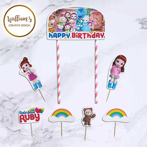 Hiasan Kue Cake Topper Birthday C1 Rainbow Ruby isi 7