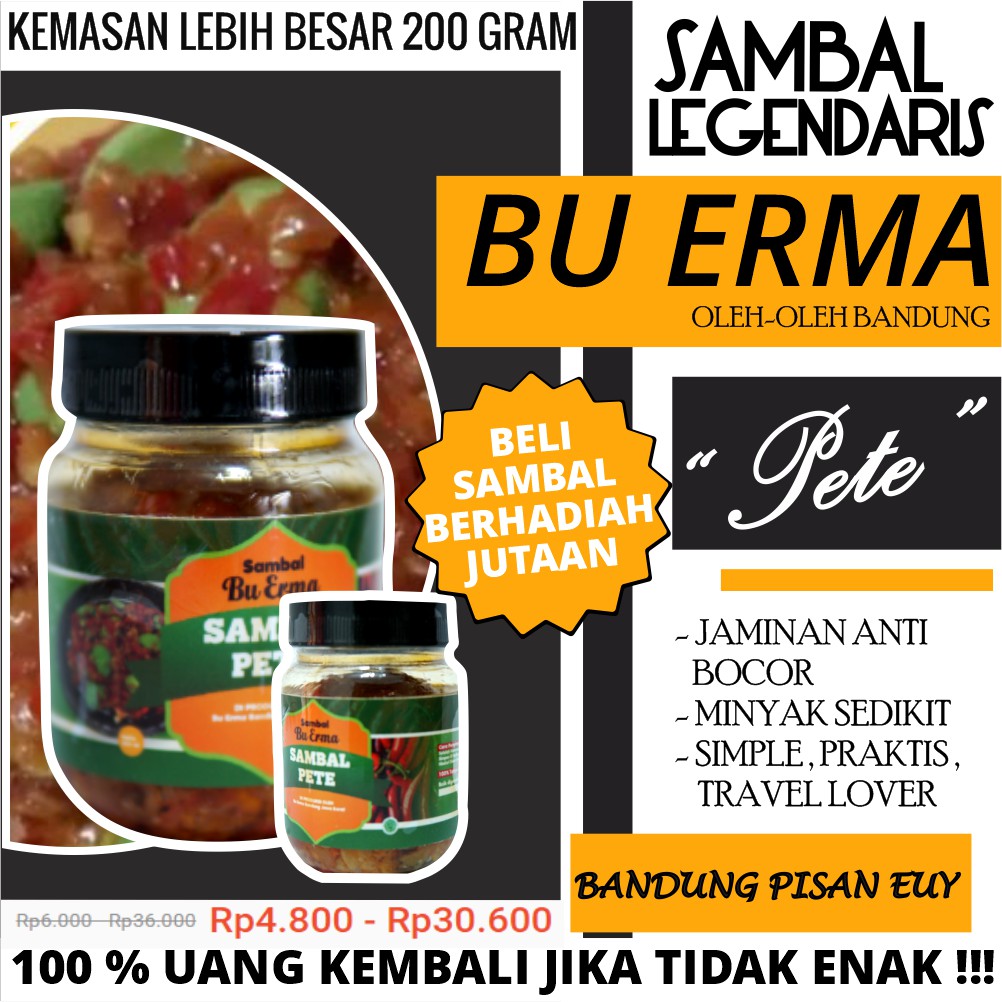 

MURAH SAMBEL PETE PROMO MAKANAN SAMBAL PETE PEDAS KEMASAN SAMBEL PETAI ORIGINAL SAMBAL BANDUNG