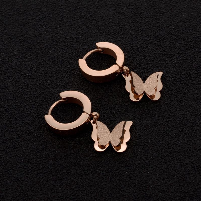 Anting hoop jepit kupu titanium anti karat korean style model terbaru