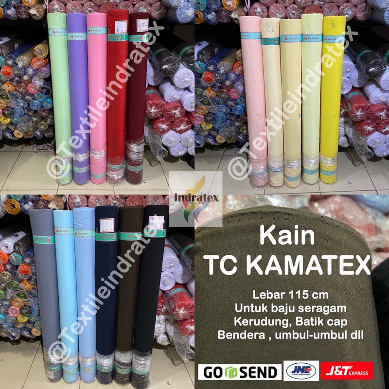 ( per setengah meter ) Kain katun jepang polos TC KAMATEX lebar 115 cm bahan meteran baju kemeja seragam sekolah sd smp sma smk kerja gamis koko kaftan kerudung hijab jilbab lapisan masker craft kerajinan tangan kain schrunchie schruncie background dekor