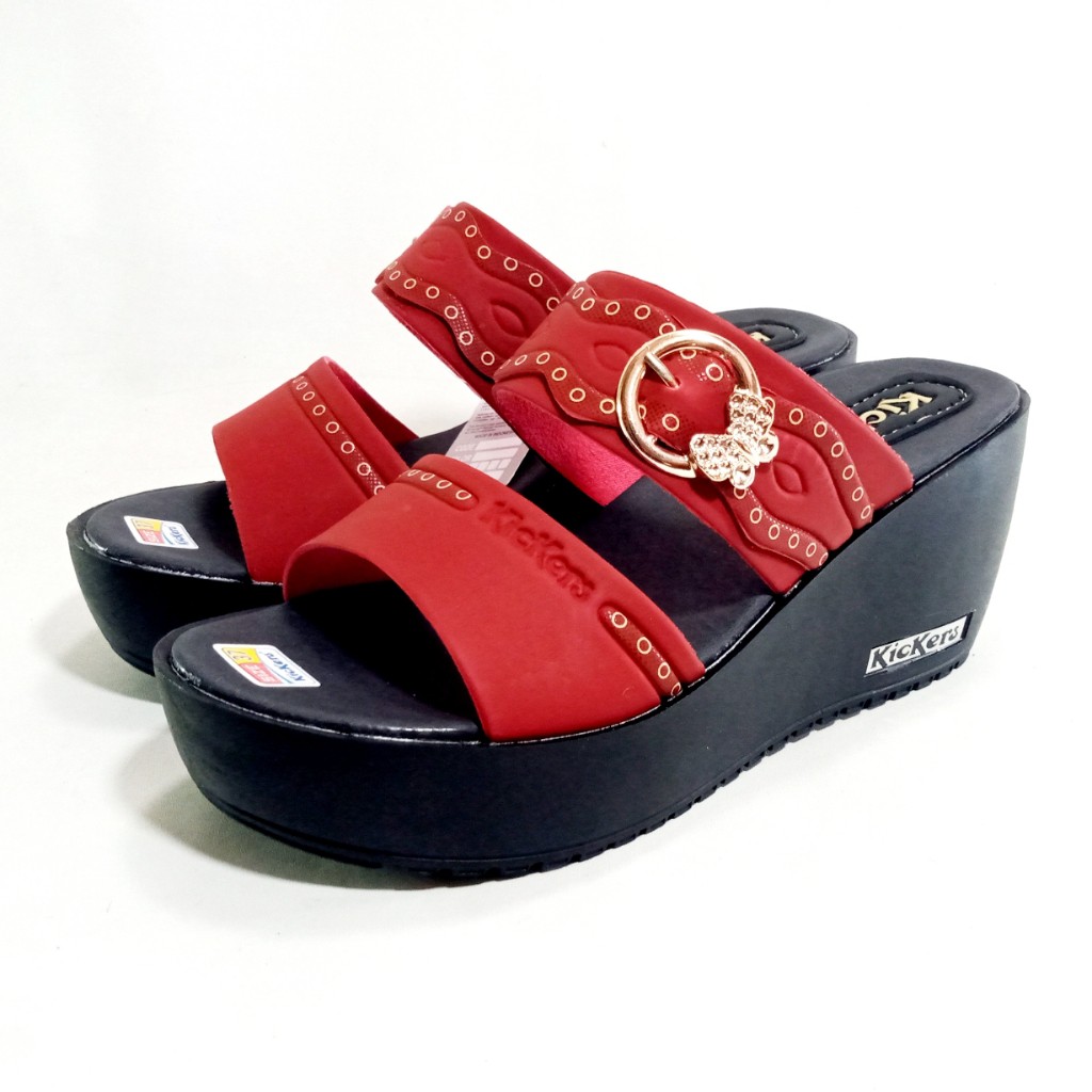 Kickers CB.02 Sandal Wanita Selop Wedges Tebal Hak 7cm Size 37-40