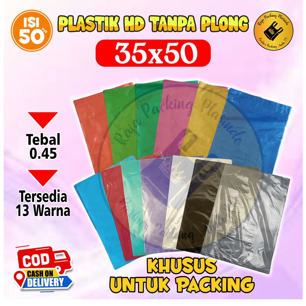 &lt;isi 50pcs&gt; PLASTIK OLSHOP HD TANPA PLONG UK 35X50 TEBAL 0,45 Plastik Packing Jaket Hoodie Tebal