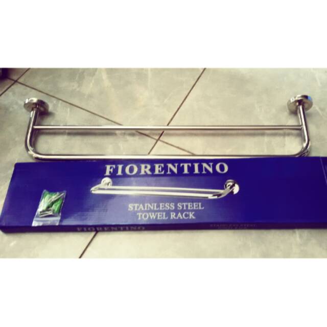 gantungan rak  handuk  2baris fiorentino  stainless tebal 