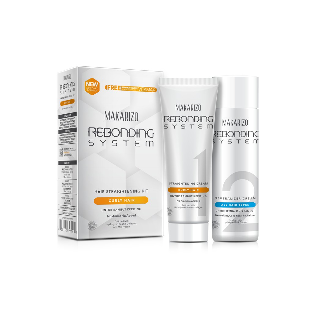 Makarizo Rebonding System Hair Straightening Curly Hair 120 mL / Pelurus Rambut-1