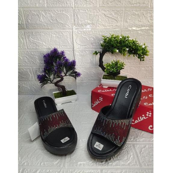 DPR.02Jl22х - CALBI ORI LOKAL ] SANDAL WEDGES CALBI | SANDAL SLOP WEDGES | SANDAL WANITA WEDGES