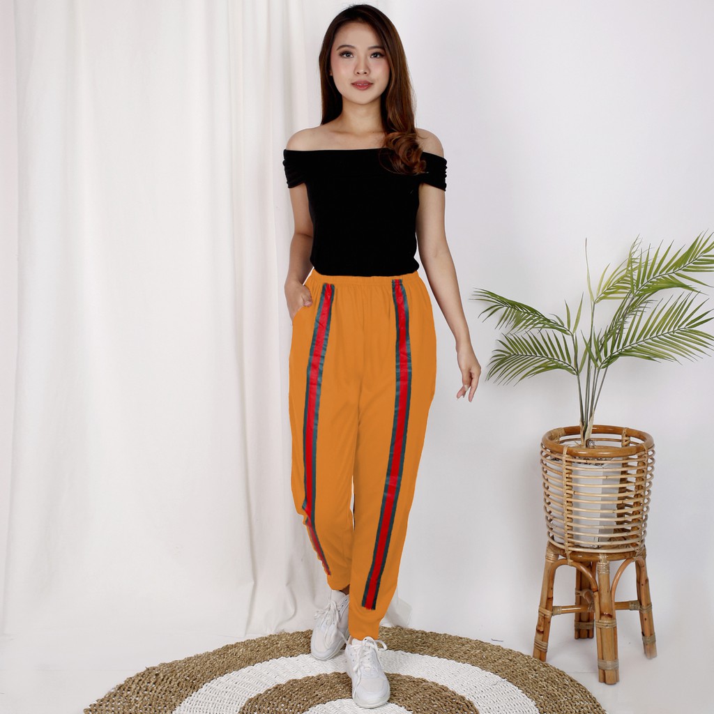 Celana jogger panjang wanita dewasa variasi list model terbaru  -  Xshop Intan