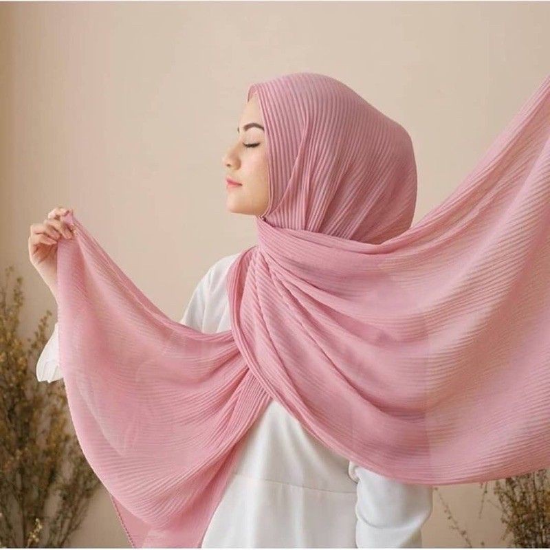 Pashmina Pleated Shawl / Full Plisket Lidi Diamond Stretch 180x75cm