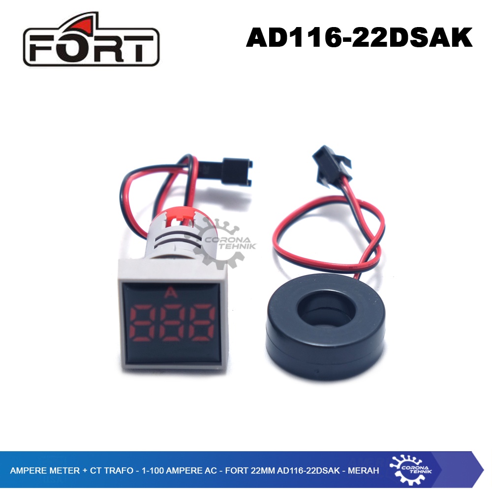 FORT  - Ampere Meter + CT Trafo - 1-100 Ampere AC - 22mm AD116-22DSAK