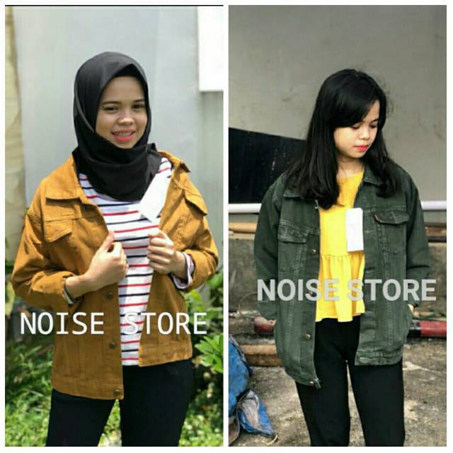 Jaket Jeans Oversize Hijau Army &amp; Mustard Premium Quality