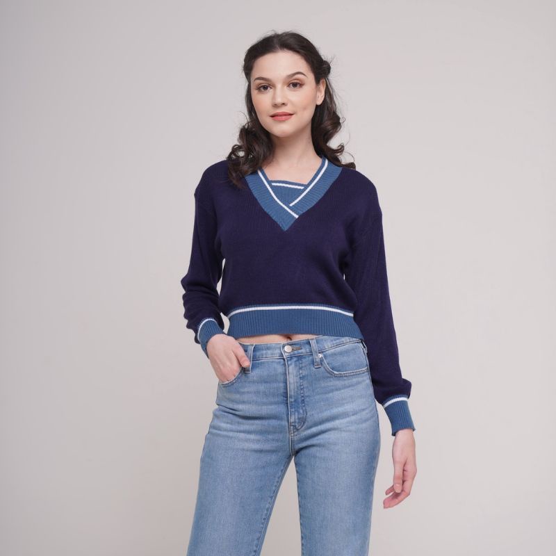 Luna Sweater Crop Top Knit Rajut