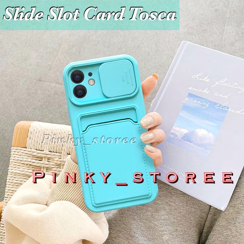 CASING REALME 9i/ C25/ C25S/ C12/ C2/ C1/ REALME 2PRO/ NARZO 50A PRIME/ SOFT CASE MACARON SLIDE CAMERA PLUS SLOT CARD HOLDER