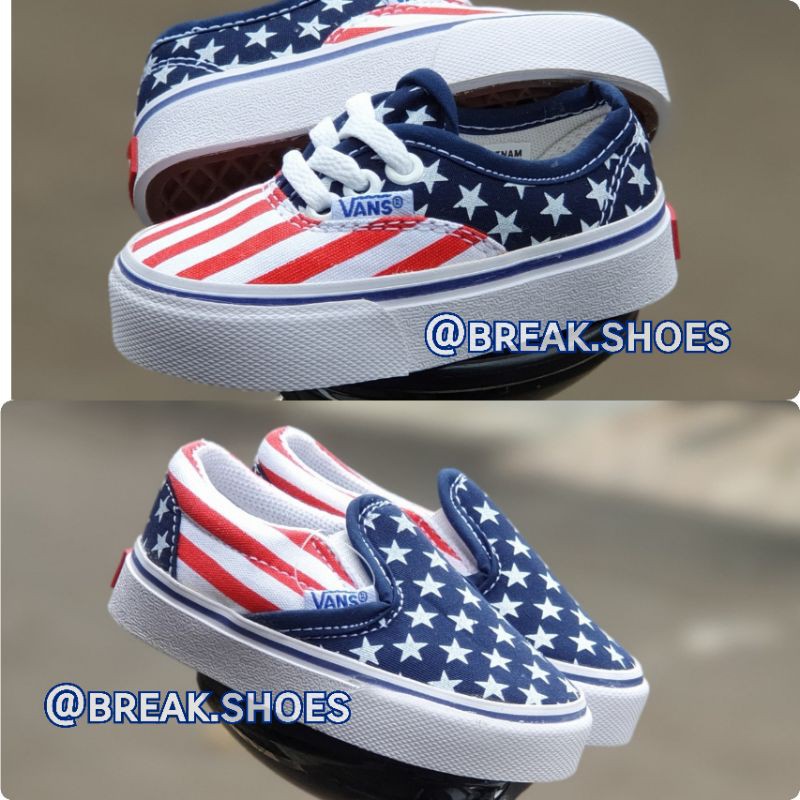 Sepatu anak vans autentik motif USA alas kaki anak laki laki dan perempuan