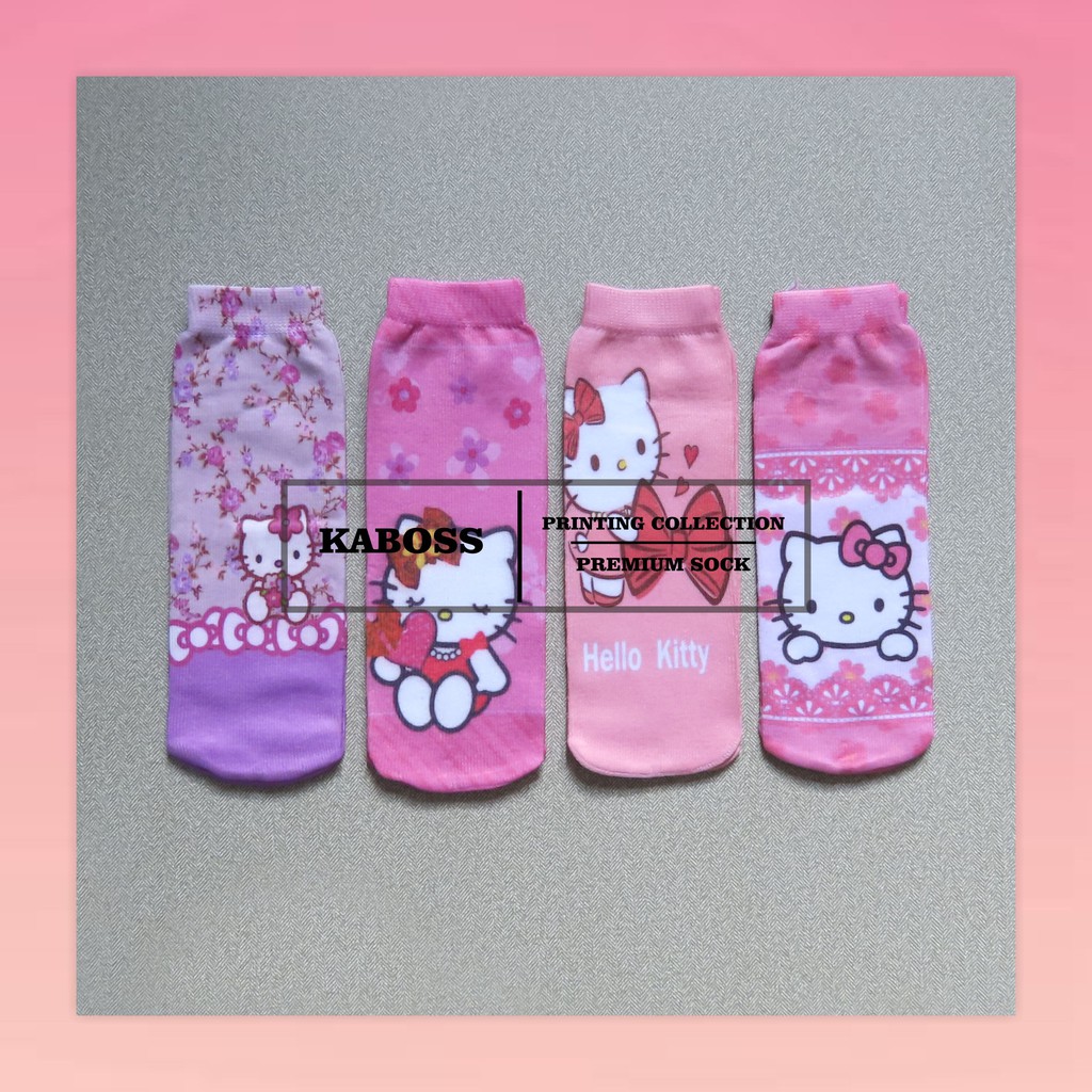 Kaboss Kaos Kaki Anak Non Jempol Printing Motif Karakter Hello Kitty, Minni Mouse, Dora C