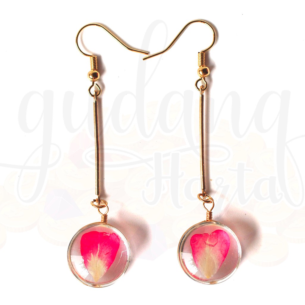 Anting Panjang Real Dry Pink Flower GH 203440