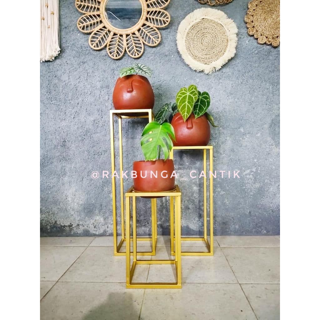 RAK BUNGA STANDING POT MINIMALIS SUSUN BESI RAK BUNGA KAYU GANTUNG RAK DINDING RAK BUNGA SHABBY R07