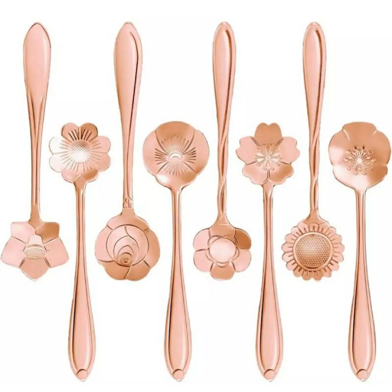 TEA SPOON ROSE GOLD MOTIF BUNGA SENDOK TEH