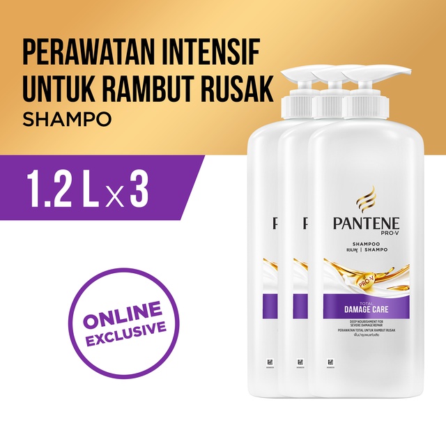 Pantene Shampoo Total Damage Care 1200 ml - Paket Isi 3