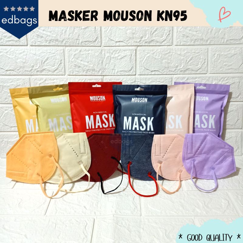 Masker KN95 Mouson Korea Warna Warni 5ply Evo 3D Protection 1pcs Nude Tali Senada / Disposable Mask