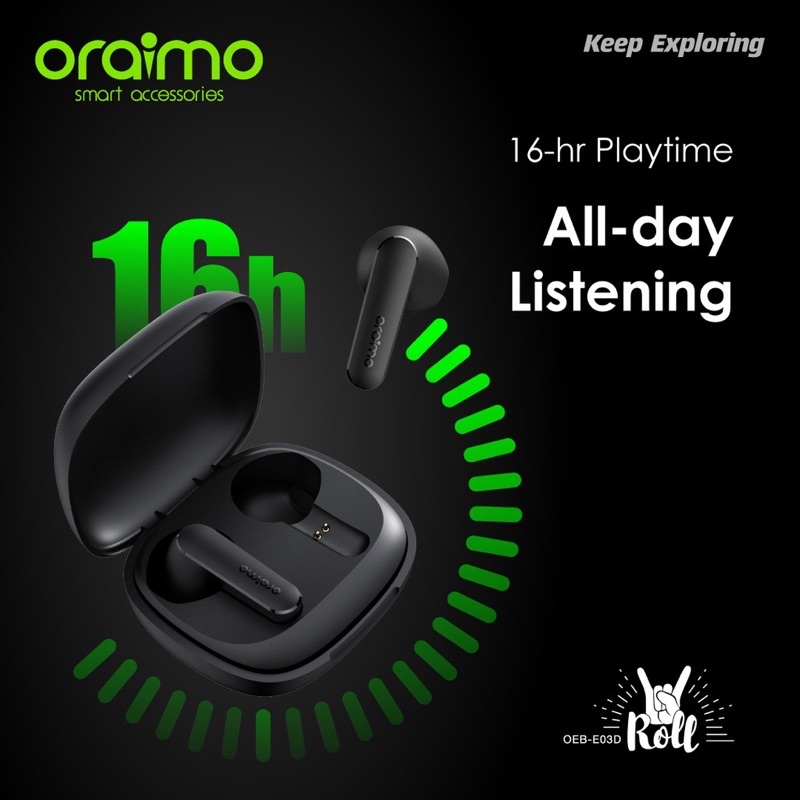 Oraimo OEB-E03D Roll TWS Bluetooth Earphone v5.0 Wireless Handsfree Headset - Garansi 1 Tahun