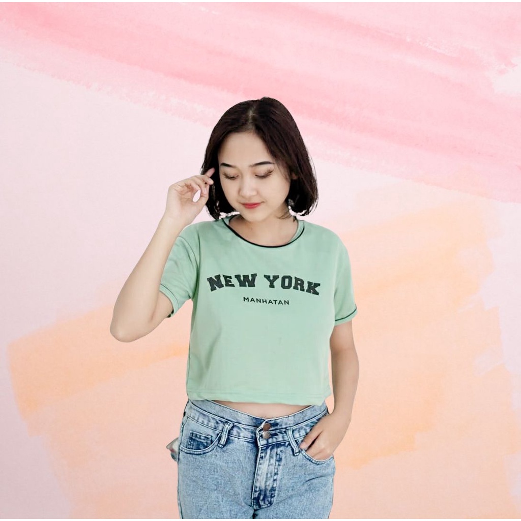 Tq88indonesia Baju Crop Wanita Terbaru / LIST CROP BABYTERRY TSHIRT / Ootd