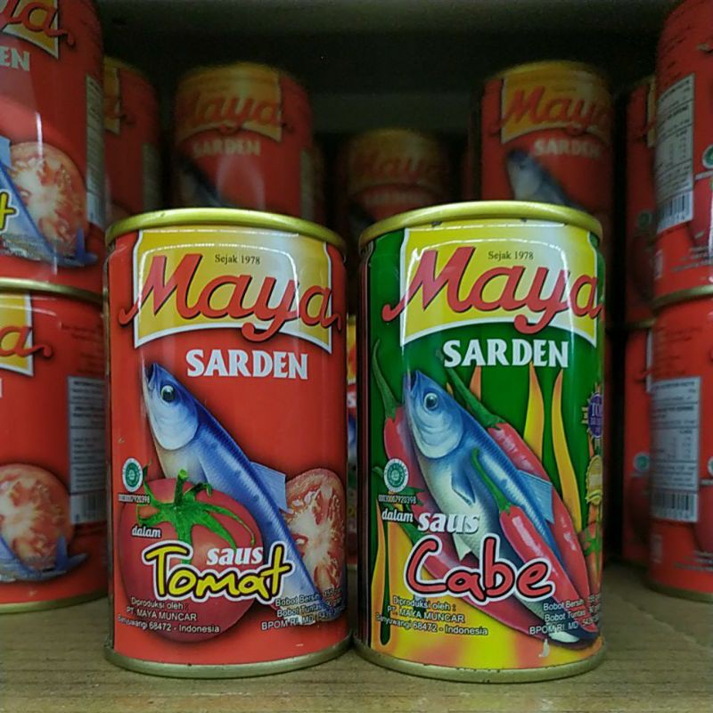 

Maya Sarden 155 gram saus cabe saus tomat sardines